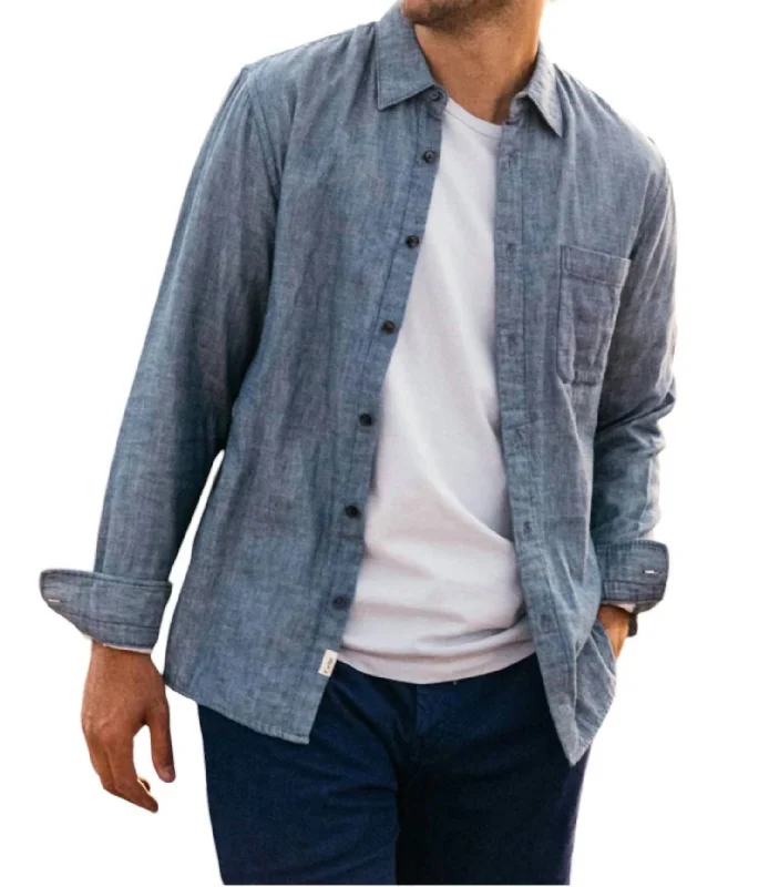Men's distressed denim - look t - shirts with a rugged appealRipper Double Gauze Shirt In Light Indigo Men's distressed denim - look t - shirts with a rugged appealRipper Double Gauze Shirt In Light Indigo