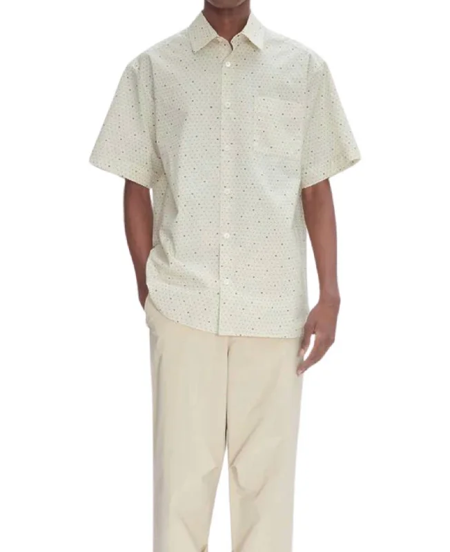 Men's short - sleeve linen t - shirts for summer beach outingsRoss Shirt In Cream