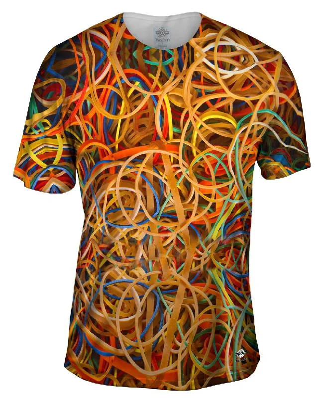 Men's short - sleeve linen t - shirts for summer beach outingsRubberband Mess