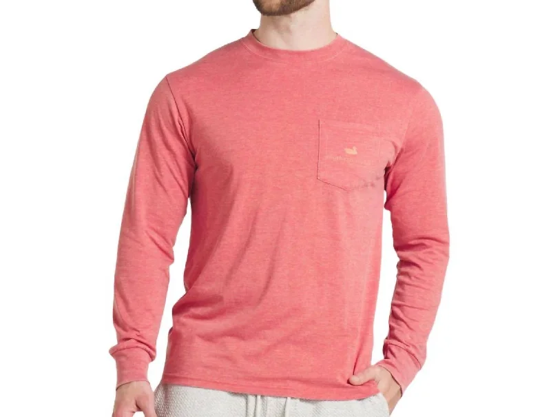 Men's short - sleeve linen t - shirts for summer beach outingsSeawash Rodeo Rider Long Sleeve Tee In Rust