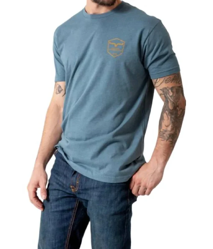 Men's short - sleeve linen t - shirts for summer beach outingsShielded Trucker Shirt In Indigo Men's short - sleeve linen t - shirts for summer beach outingsShielded Trucker Shirt In Indigo