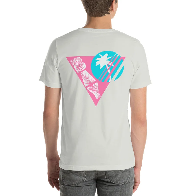 Men's short - sleeve linen t - shirts for summer beach outingsSilver BAY Palm Short-Sleeve Men's short - sleeve linen t - shirts for summer beach outingsSilver BAY Palm Short-Sleeve