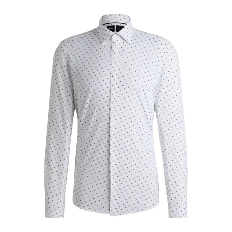 Men's polo t - shirts with a contrast collar for a preppy lookSlim-fit shirt in printed performance-stretch fabric Men's polo t - shirts with a contrast collar for a preppy lookSlim-fit shirt in printed performance-stretch fabric