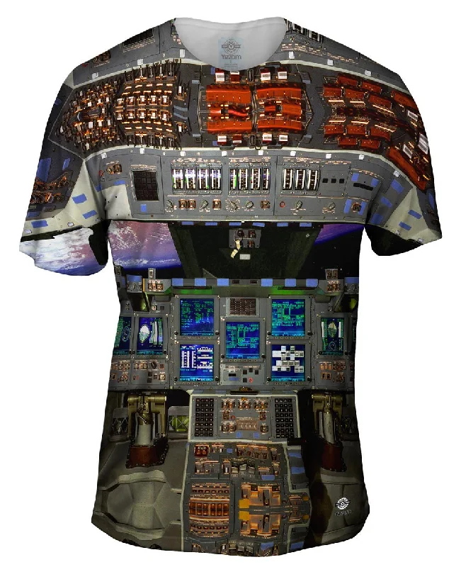 Men's long - sleeve henley t - shirts with button - down placketsSpace Shuttle Glass Cockpit Men's long - sleeve henley t - shirts with button - down placketsSpace Shuttle Glass Cockpit