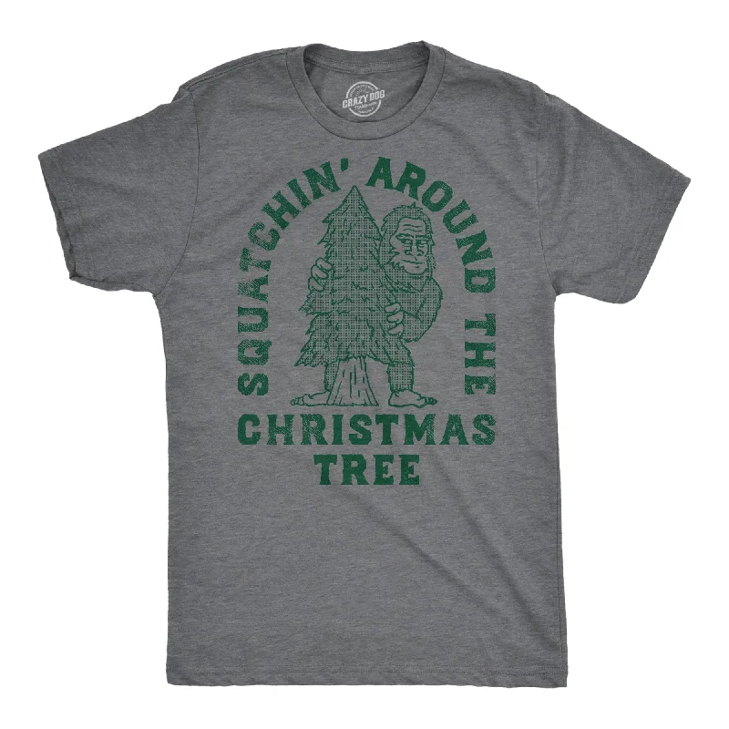 Men's polo t - shirts with a contrast collar for a preppy lookSquatchin Around Christmas Tree Men's T Shirt Men's polo t - shirts with a contrast collar for a preppy lookSquatchin Around Christmas Tree Men's T Shirt