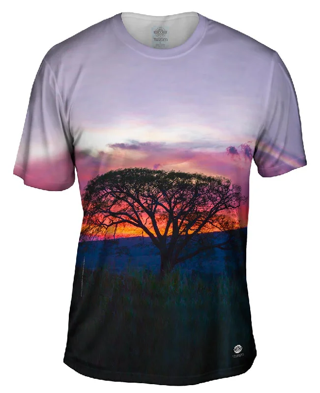 Men's polo t - shirts with a contrast collar for a preppy lookTree In Silhouette At Sunset Men's polo t - shirts with a contrast collar for a preppy lookTree In Silhouette At Sunset