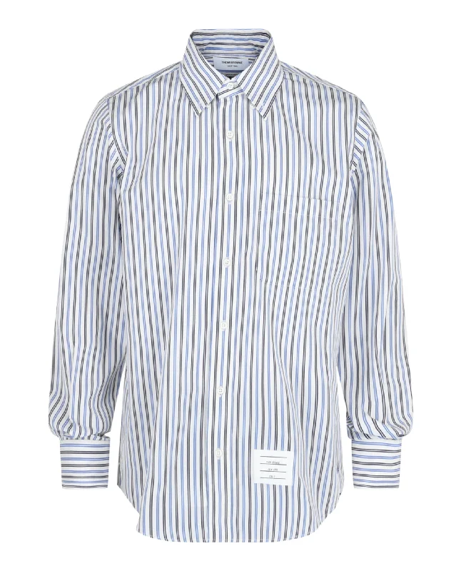 Men's antimicrobial t - shirts for odor - free freshness during travelTricolor Stripe Poplin Shirt Men's antimicrobial t - shirts for odor - free freshness during travelTricolor Stripe Poplin Shirt