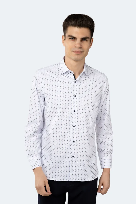 Men's tie - dye t - shirts with a bohemian styleWhite with Navy and Blue Diamond Stripes Jacquard Shirt Men's tie - dye t - shirts with a bohemian styleWhite with Navy and Blue Diamond Stripes Jacquard Shirt