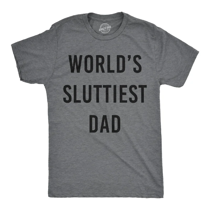 Men's smart - casual checkered t - shirts for semi - formal occasionsWorlds Sluttiest Dad Men's T Shirt Men's smart - casual checkered t - shirts for semi - formal occasionsWorlds Sluttiest Dad Men's T Shirt