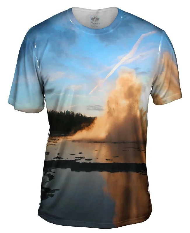 Men's UV - protection t - shirts for outdoor activities in the sunYellowstone Park Geyser Sunset Men's UV - protection t - shirts for outdoor activities in the sunYellowstone Park Geyser Sunset