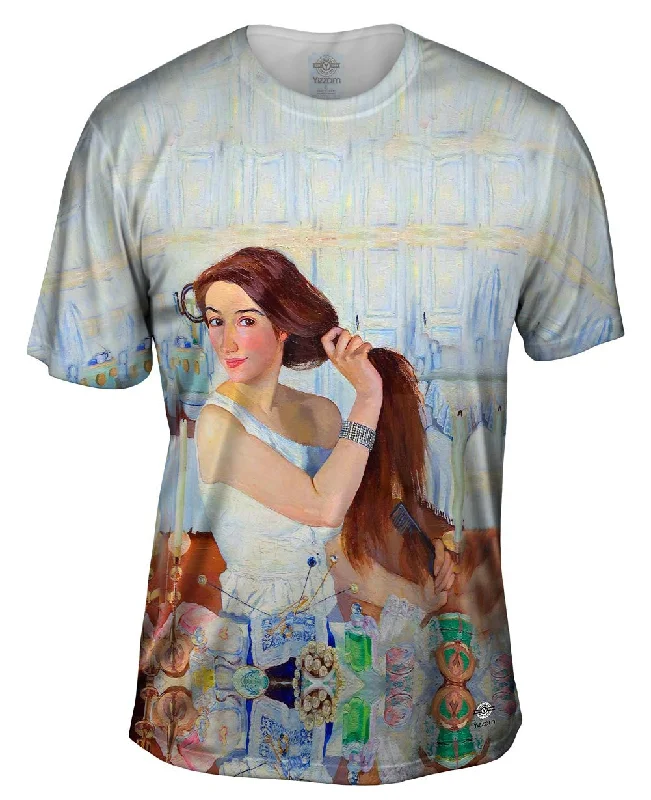 Men's short - sleeve linen t - shirts for summer beach outingsZinaida Serebriakova - "Serebryakova Self Portrait" (1909) Men's short - sleeve linen t - shirts for summer beach outingsZinaida Serebriakova - "Serebryakova Self Portrait" (1909)